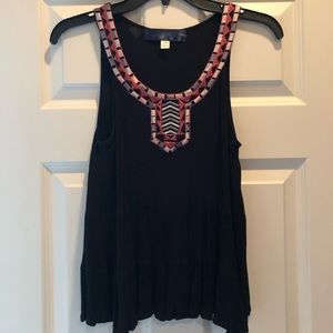 Black embroidered tank top